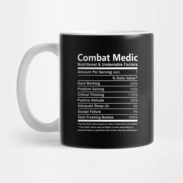 Combat Medic T Shirt - Nutritional and Undeniable Factors Gift Item Tee by Ryalgi